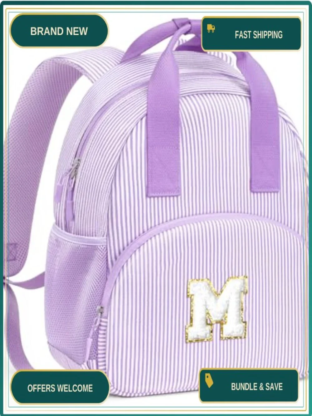 Toddler Girls Initial Backpack Personalized Letter Embroidered School Travel Bag